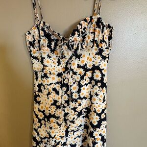 Realisation Par Devon Flower Power Silk Mini Dress Tie Front XS Daisy